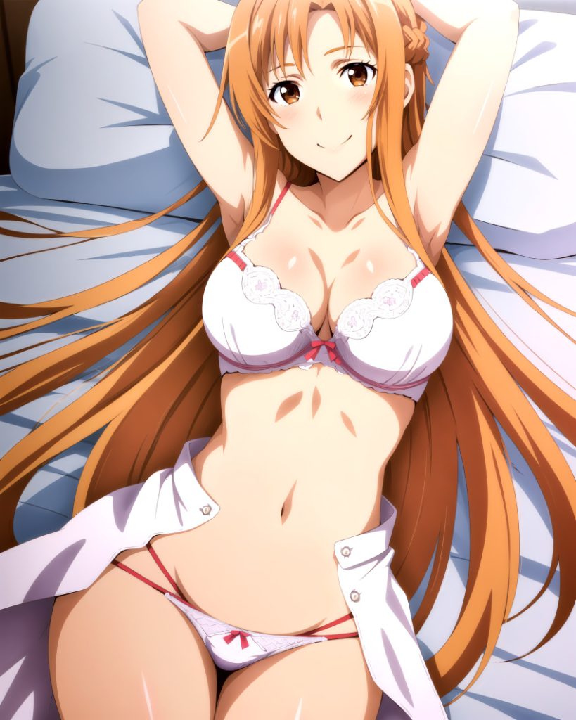 Busty Hentai Girl Alluring Asuna Sao Auburn Hair Big Breasts Bra