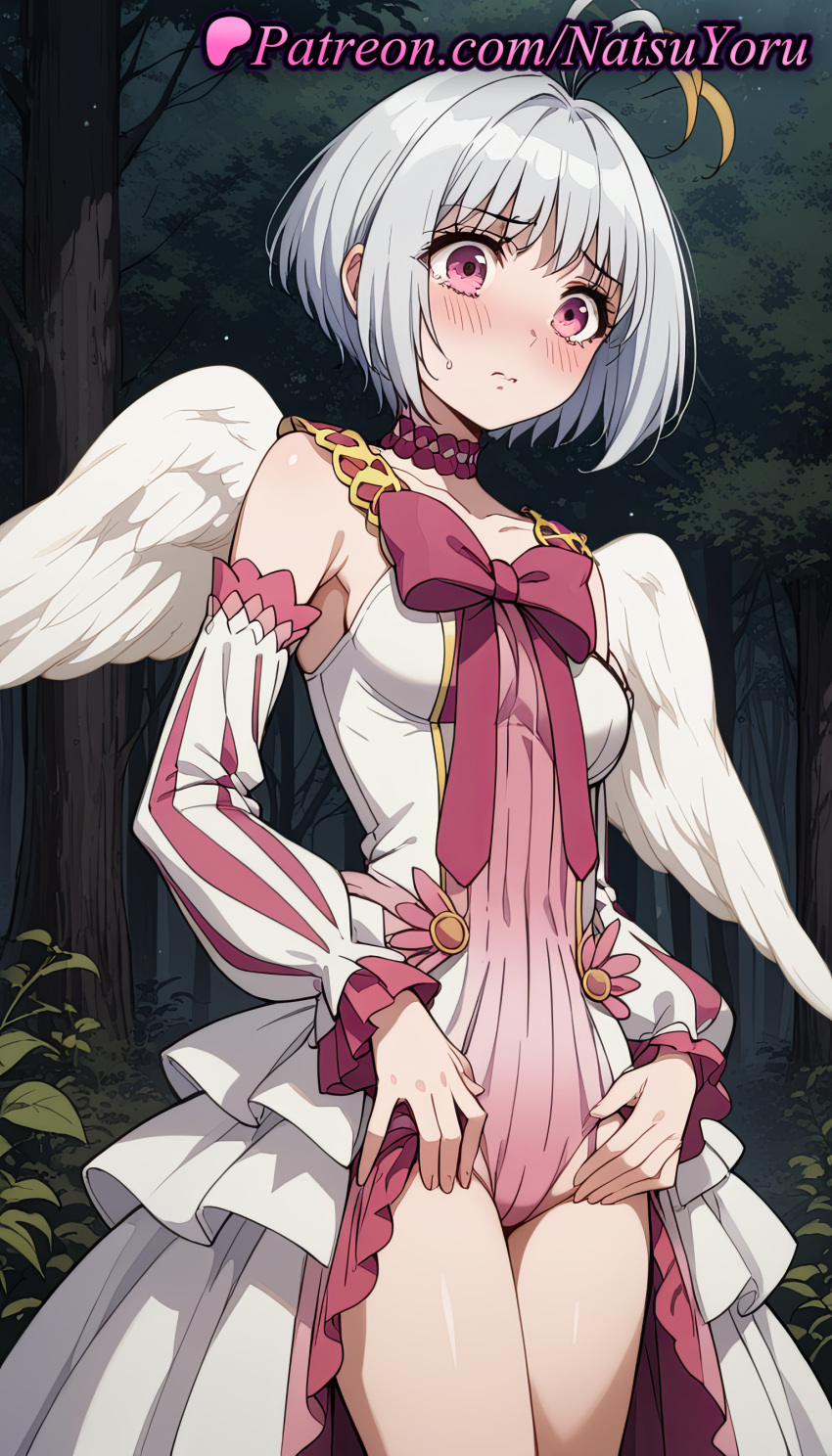 1girl 1girl 1girls 2025 ahoge ai ai_generated angel_wings anime anime_style antenna_hair asian bangs bare_shoulders big_breasts blush bow breasts bust cameltoe choker closed_mouth clothing collarbone cowboy_shot detached_sleeves dress embarrassed feathered_wings female_focus female_only fitoria forest frills grey_hair hentai high_quality high_res high_res high_resolution leotard lips long_sleeves looking_at_viewer medium_breasts natsuyoru nature night outside patreon pink_bow pink_choker pink_eyes pink_leotard puffy_sleeves short_hair showgirl_skirt small_breasts solo_female stable_diffusion standing sweatdrop tate_no_yuusha_no_nariagari the_rising_of_the_shield_hero thighs tree voluptuous voluptuous_female white_dress white_hair white_leotard white_sleeves white_wings wings