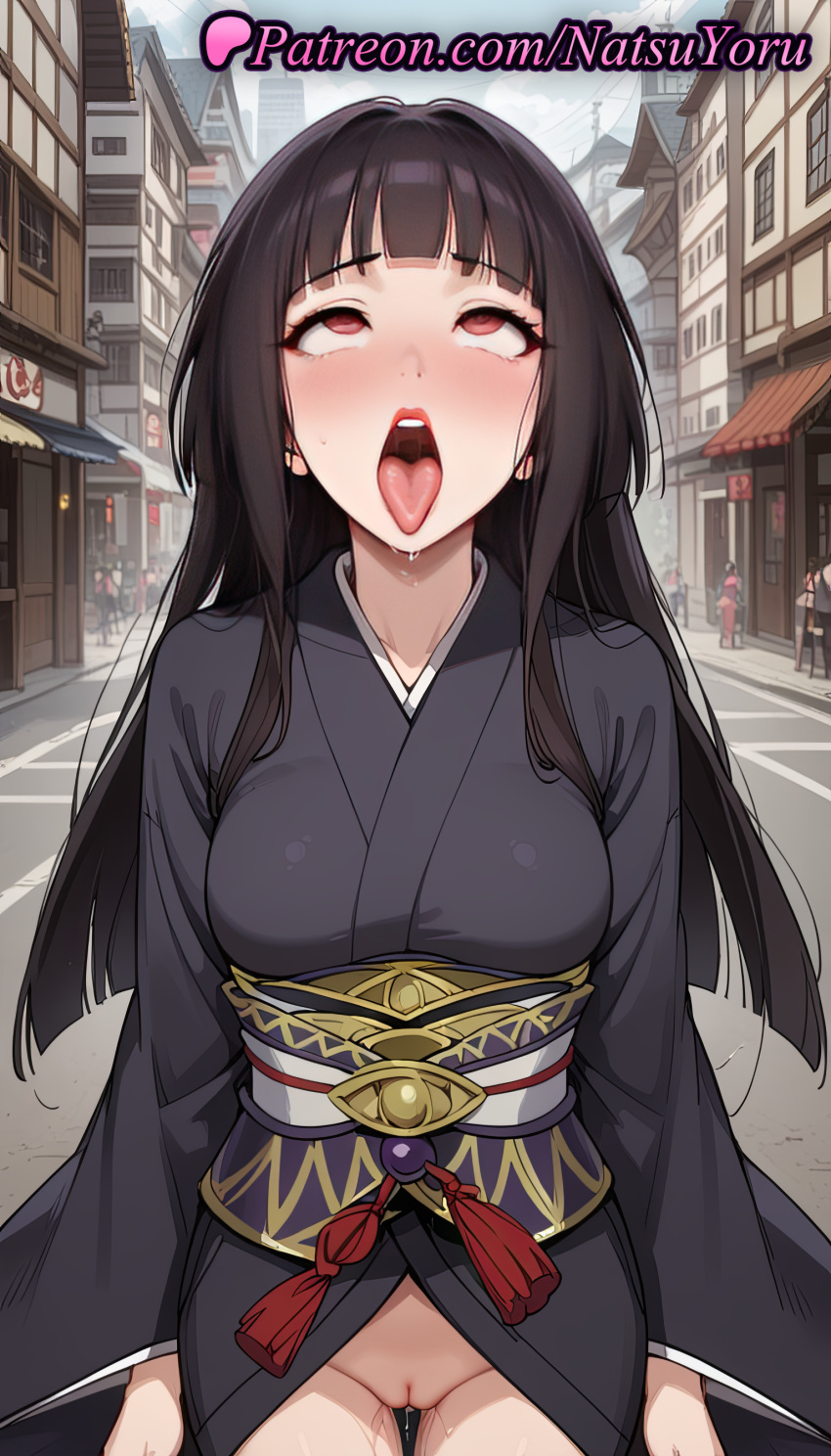 2025 ahegao ai_generated anime anime_style arms_at_sides artist_name asian bangs big_breasts black_hair black_kimono blunt_bangs blush breasts building bust city cowboy_shot day drooling east_asian exhibitionism female_focus glass_(tate_no_yuusha_no_nariagari) hentai high_quality high_res high_resolution hime_cut japanese_clothes kimono labia labia_majora long_hair long_sleeves makeup medium_breasts natsuyoru no_panties obi obiage obijime open_mouth outside patreon public_indecency pussy pussy_juice red_eyes red_lips road rolling_eyes saliva sash solo_focus stable_diffusion standing straight_hair street tassel tate_no_yuusha_no_nariagari teeth the_rising_of_the_shield_hero thigh_gap tongue tongue_out uncensored upper_teeth_only uvula voluptuous voluptuous_female wafuku wide_sleeves